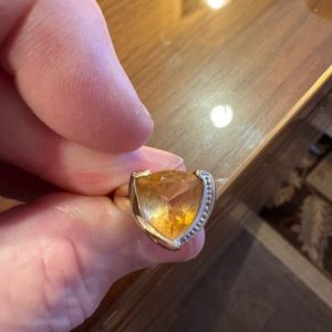 Citron yellow ring with diamond accents approximate size 9